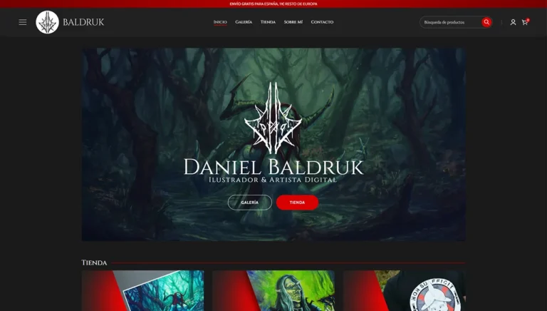 tienda online para el artista malagueño Dani Baldruk realizada por David Barroso Ramírez