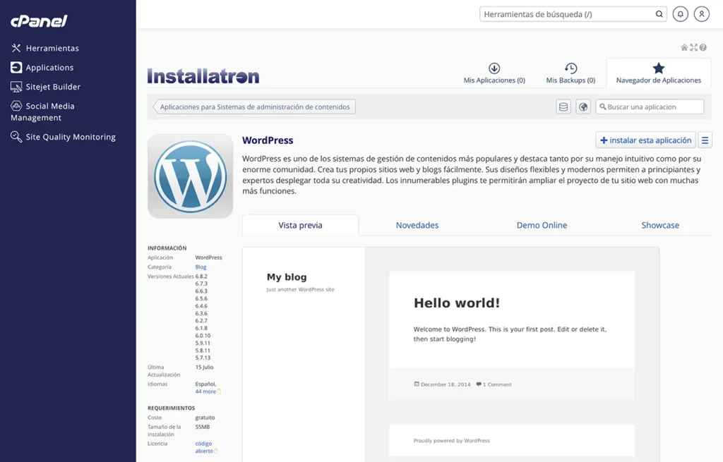 por que elegir wordpress para una web cpanel