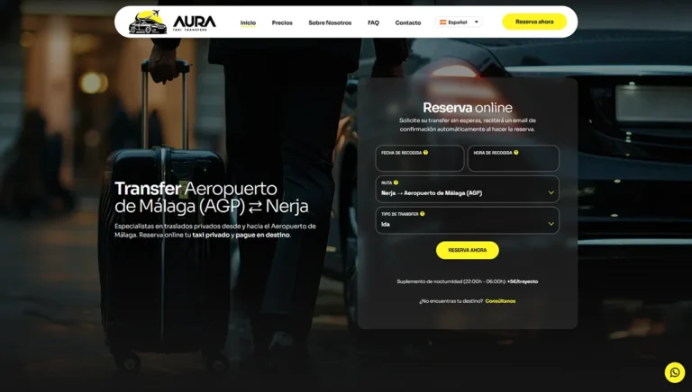 web aura taxi transfers david barroso 01 Desarrollo web para Aura Taxi Transfers - diseño web en Málaga