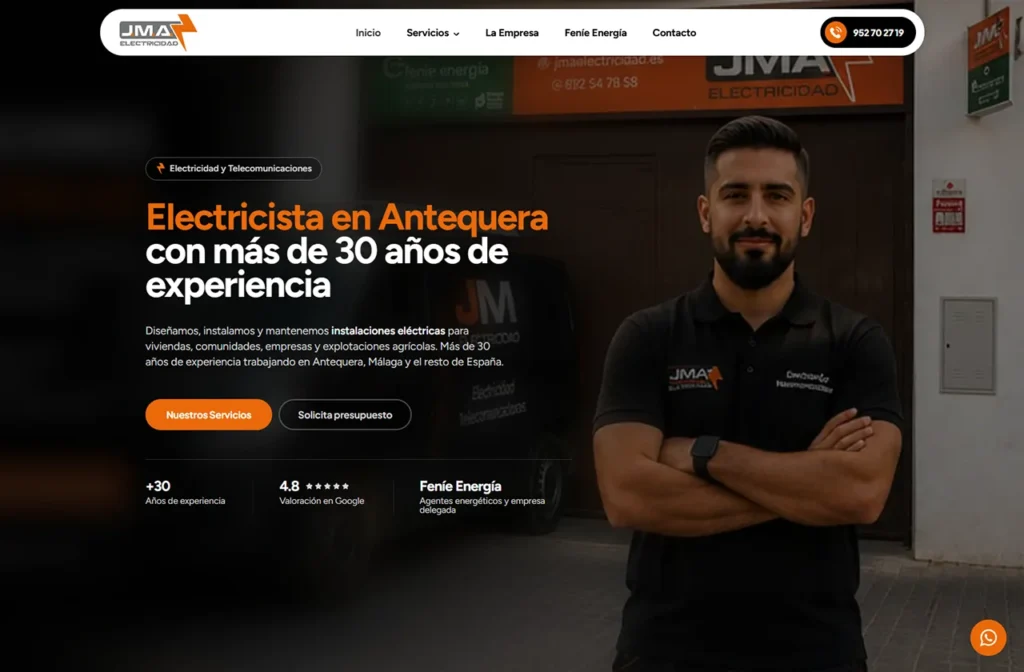 Diseño web y desarrollo web para JMA Electricidad