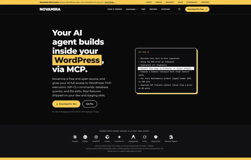 Gestionar WordPress con IA novamira